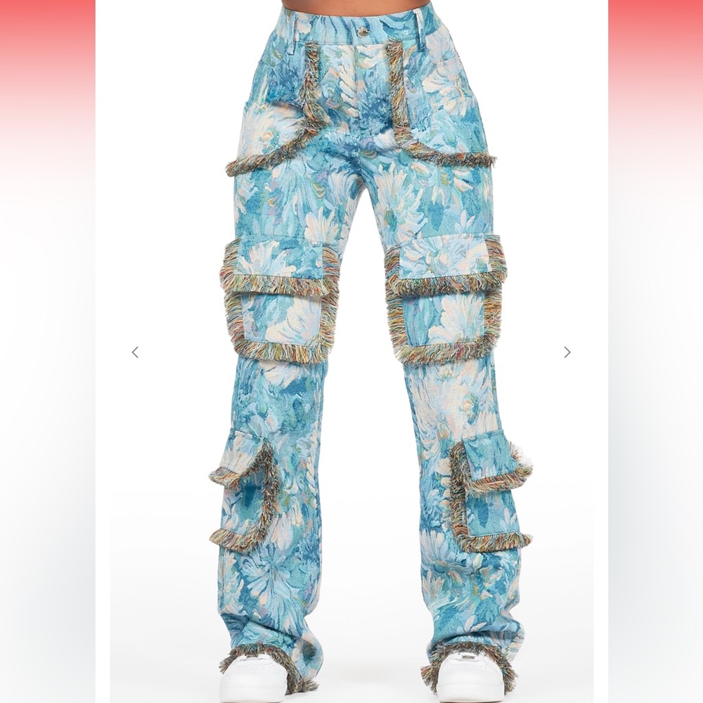 Rockstar Original Blue Tapestry Stacked Pants & Hat